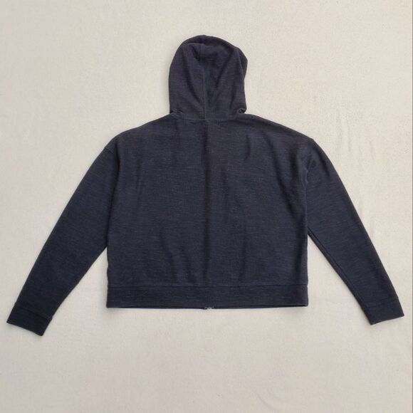 Old Navy Zip Up Hooded Black Textured  Sweatshirt - Picture 12 of 12